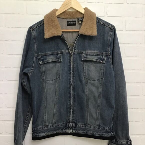 BUFFALO David Bitton jeans jacket denim Sherpa collar small 100% cotton small - Picture 12 of 12